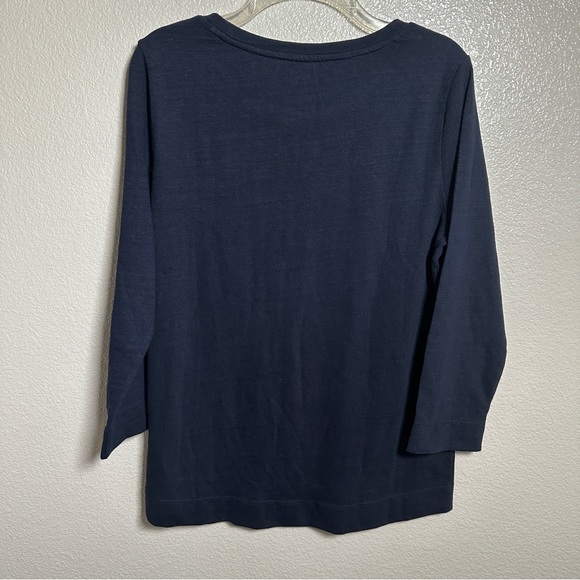 Ann Taylor LOFT Navy Top Embroidered Red Sz M - Picture 4 of 6